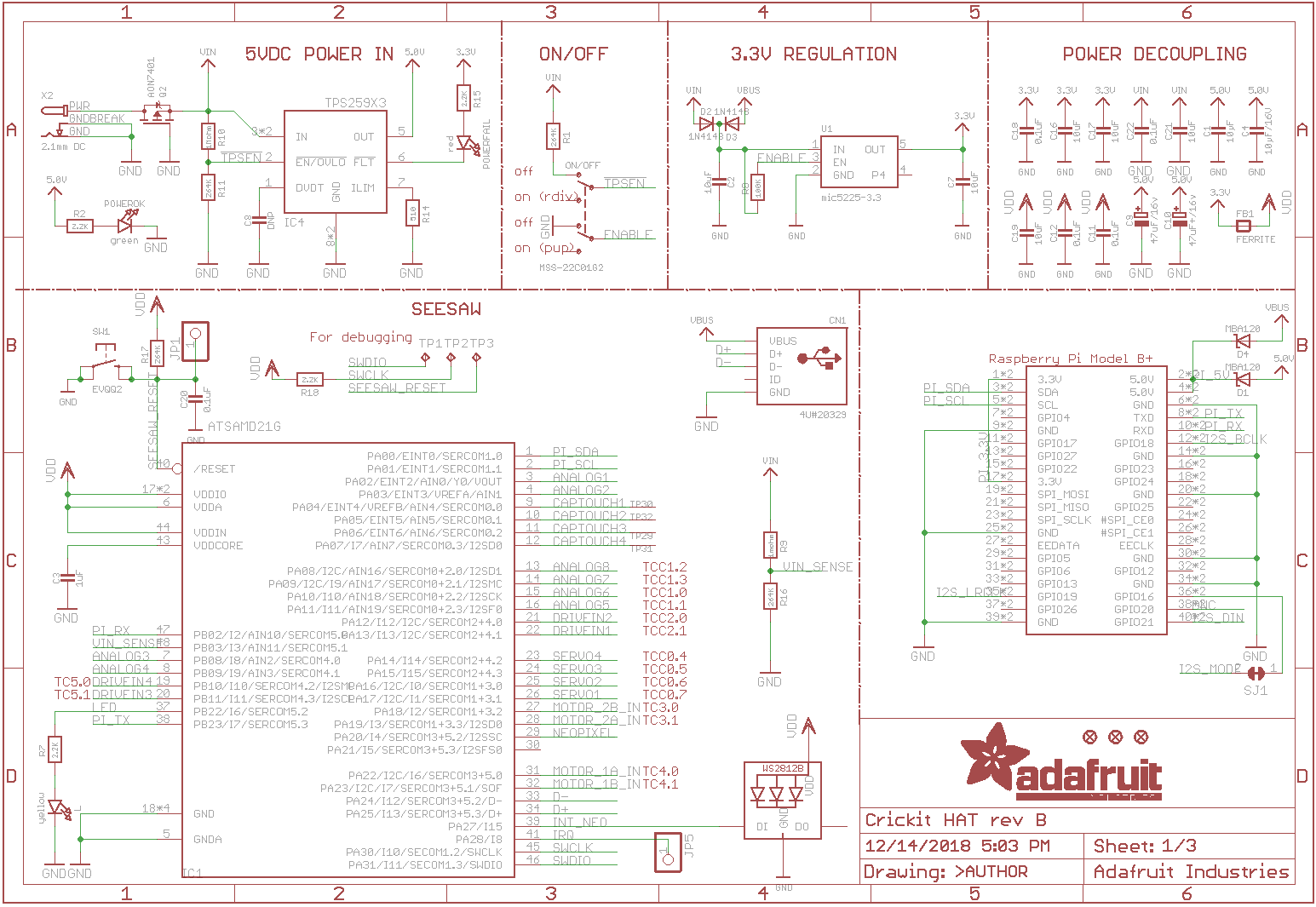 Adafruit schematic (sheet 1 of 3)
