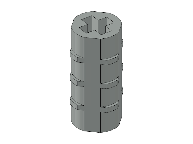 LEGO Technic Axle Connector Ridged [with + Hole + Orientation] (6538a)